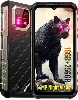 Armor 22 Rugged Phone, IP68/IP69K, 64MP Wide-Angle & 64MP Night Vision Camera, 6.58”FHD+ 120Hz Display, 16GB+256GB MTK Helio G96, 6600mAh, 33W Fast Charging, Android 15, IR Blaster - Black