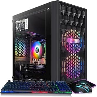 STGAubron Gaming Desktop, Radeon RX 560 4G GDDR5, Intel 10th Gen G5905 3.5G, 16G DDR4, 512G SSD, 600M WiFi, BT 5.0, RGB Fan x 2, RGB Mouse Pad, Windows 11 Home