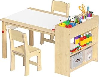 Riftracer GDLF Kids Art Table and 2 Chairs, Wooden Drawing Desk, Activity & Crafts, Children's Furniture, 44x25.5