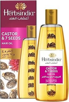 Herbsindia Castor & 7 Herbal Seeds Hair Oil With Nourish Tube | Thickens & Softens Hair | Silicone & Paraben Free | 180ml, Clear