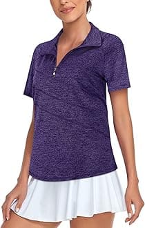 FlikityWomens Polo Shirts UK 1/4 Zip Quick Dry Ladies Golf Tops Moisture Wicking Sport Gym Athletic Tops Casual Workout Tops Yoga Tennis Runnning T Shirts S-2XL