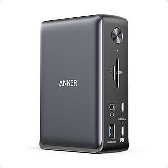 Anker PowerExpand 13-in-1 USB-C Dock, 85W Laptop Charging, 18W Phone Charging, 4K HDMI, 1Gbps Ethernet, USB-A, USB-C, SD 3.0, Black