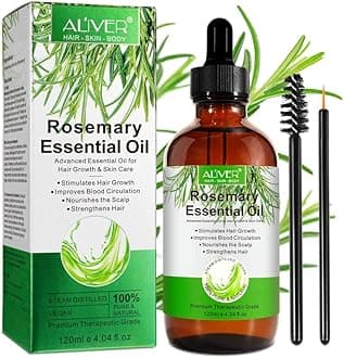 Rosemary Oil for Hair Growth 120ml, Rosemary Essential Oil, Organic Rosemary Oil for Scalp Massager Hair Growth, Skin Care and Aromatherapy (Rosemary 4 floz)
