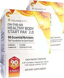 YoungevityOn-The-Go Healthy Body Start Pak 2.0 - Includes Multi-Vitamins, Minerals, EFAs, & Amino Acids | 90 Essential Nutrients | 60-Day Supply