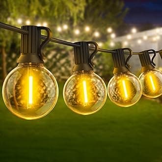 Festoon String Outdoor Garden Lights - 30M 100ft G40 Outside Electric Light Mains Powered Shatterproof LED Bulb Waterproof Lighting for Outside Patio Pergola Gazebo [Energy Class E]