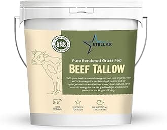 Stellar - Beef Tallow - 100% Grass-Fed & Finished - Good for Cooking, Baking and Frying - Food Grade - 10 LBS