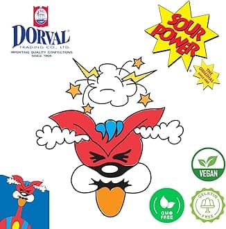 NIMIANO Dorval Assorted Four Flavor Sour Power Belts Gummi Candies | Quatros, Berry/Blue, Strawberry and Watermelon | Vegan, Non-GMO, Gelatin Free | 1 Lb.