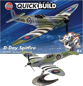 Airfix QUICKBUILD Model Aircraft Kits - J6045 D-Day Spitfire Model Building Kit for Kids 6+, Construction Plane Toys for Boys & Girls - Fighter Jet Planes & Toy Aeroplane Sets, Plane Enthusiast Gifts