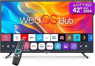 Antteq 42 Inch Smart TV WebOS TV MagiQ 42" with ThinQ AI, Voice Magic Remote, Airplay, Apple TV+, Netflix, Freeview, YouTube, WIFI, Black Televisions