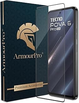 ArmourPro Military Grade Gorilla Tempered Glass Screen Protector Compatible For Tecno Pova 6 Neo (6.78 Inch) With Easy Installation Kit| Edge To Edge Coverage |Black