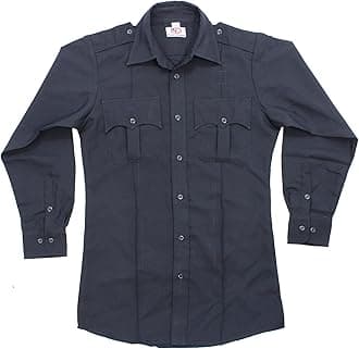 First Class 100% Polyester Long Sleeve Men's Uniform Shirt Navy Blue