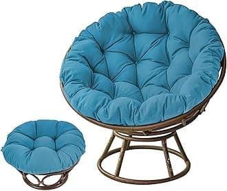 AHSBND Large Round Papasan Chair Cushion, Thick Outdoor Rocking Chair Cushion, Rattan Hanging Basket Cushion, Egg Nest Replacement Pad(Blau,60 * 60cm)