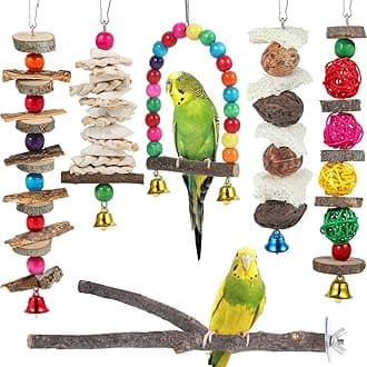 Bird Perch Bird Toys Parakeet Toys,Bird Cage Accessories Wooden Chew Toys Perch Stand for Parrot Conure Cockatiel Lovebird Parrotlet Budgie Finches and Other Small to Medium Sized Birds