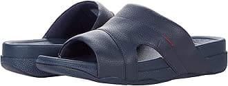 Men's Fit Flop Freeway Pool Slide In Leather Sandals in Black