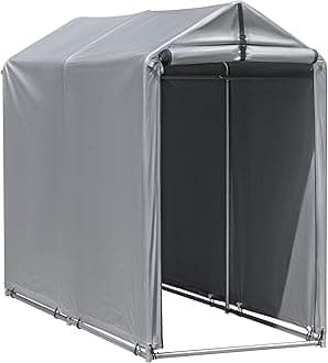Flamaker Storage Shed 6' x 3' Metal Frame Outdoor Waterproof Carport Shelter with Rollup & Zipper Door Garage Tent for Bike, Motorcycle, Firewood
