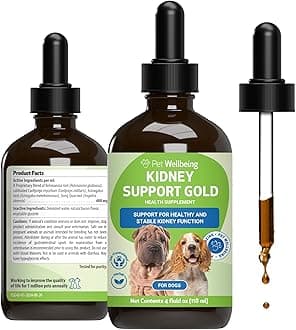 Pet Wellbeing Kidney Support Gold for Dogs - Supports Healthy Kidney Function, Fluid Balance, Energy Levels, Rehmannia, Dong Quai - Veterinarian-Formulated Herbal Supplement 4 oz (118 ml)