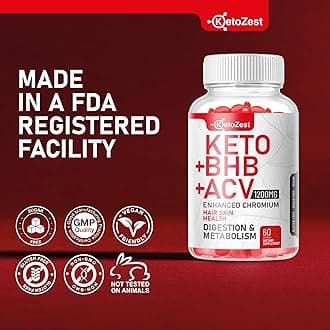 Keto ACV BHB Gummies - Apple Cider Vinegar with The Mother Supplement - Vitamin D3 Zinc Beetroot Pomegranate Chromium Beta Hydroxybutyrate - Vegan Sugar Gluten Free for Men Women