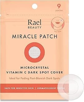 Rael Pimple Patches, Miracle Microcrystal Vitamin C Dark Spot Cover - Hydrocolloid Patch with Glutathione and Niacinamide, Korean Skin Care (9 Count)