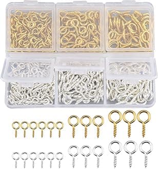400pcs Small Screw Pins Eye Pins Pendants for DIY Crafts Jewelry Making Results Supplies (Gold and Platinum, 3 Different Sizes)