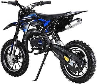 tinysiry 2025 New Upgrade Kids Dirt Bike, 49CC 2-Stroke Gas Power Motocross with Off-Rode Tire & Front Rear Disc Brakes, Off Road Mini Motorcycle, Gas Bike Load 330Lbs Up to 25 Mph Blue