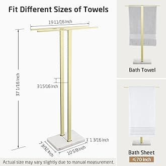 KES Standing Towel Rack with Marble Base, 37" H (Equal Height) Gold Towel Rack for Bathroom Floor, Towel Rack Stand Fits Large Bath Towel, 18/8 Stainless Steel, BTH229-BZ