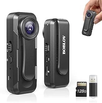 BOBLOV W1 1080P Body Camera, Wearable 128GB Camera Support 90 Minutes with Loop Recording, Easy to Use and Take for Traveling, Walking, Law Enforcement and Outdoors Activities