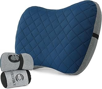 Camping Pillow with Removable Cover- Inflatable Pillow - Travel Pillows for Backpacking & Airplane, Lumbar Support Blow Up Pillow Washable Pillowcase, Compressible Pillow (Pacific Blue (With Cover))