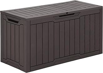 YITAHOME 80 Gallon Outdoor Storage Box, Large Water Resistant Resin Deck Box, Indoor Outdoor Lockable Storage Container for Patio, Garden, Cushions, Tools, Equipment (Dark Brown)