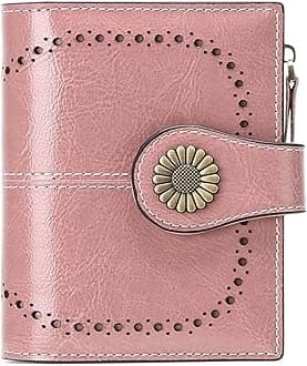 Small Womens Wallet Leather Bifold Card Holder RFID Blocking with Zipper Coin Pocket