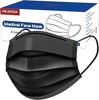 Medical Grade Black Disposable Face Mask 3-Ply Protection for Adult Men Women