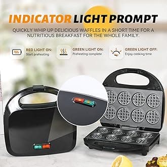 Waffle Maker, Mini Waffle Maker Machine Nonstick with Quick Heat-Up Make 8 pcs Waffles,Waffle Maker for Kids, Suitable for Good Breakfast Snack Dessert