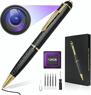 128G Hidden Camera, 1080P Camera Pen, Body Cameras, Mini Nanny Cam with 300 Minutes Video Loop Recording, Secret Camera-One Button Wireless Security Camera for Home