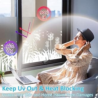 Bloss Window Privacy Film Frosted Glass with Installation Tools, Static Cling Sun Blocking Opaque Coverings, UV Blocking Window Clings for Home Office (Dandelion, 23.6 x 118 inches)