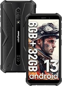 Ulefone Armor X12 Rugged Smartphone, Waterproof Phones Unlocked, Octa-core Android 13, 6GB+32GB, Dual SIM Global 4G LTE, 4860mAh Battery, Face Recognition, Bluetooth, NFC, Compass - Black
