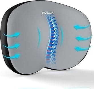 Lumbar Support Pillow for Office Chair, Memory Foam Lumbar Pillow for Lower Back Pain Relief - Black (Grey)