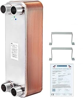 BestEquip Heat Exchanger 3"x7.5" 30 Plates Brazed Plate Heat Exchanger 316L 3/4" MPT Heat Exchanger B12-30 Beer Wort Chiller for Hydronic Heating