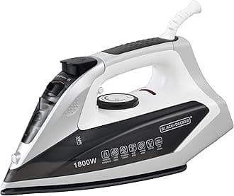 Steam Iron | 1800 Watt, 220 ml, 2 Yrs Warranty | Iron for Clothes, Iron Box, Steam Press, Press with Anti Drip, Non-Stick Ceramic Sole (Black+White)