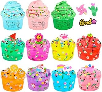 11 Pack Slime Kit for Kids with 8 Clear and 3 Butter, Slime Party Favors for Kids Slime Bulk DIY Stress Relief Toy Easter Birthday Goodie Bag Stuffer Classroom Reward for Girls Boys