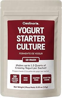 Coolinario Yogurt Starter Culture (10-Pack, 1g Sachets) Live Cultures for Homemade Yogurt | Creamy, Thick & Delicious | Regular or Greek Yogurt | Non-GMO, No Preservatives, Gluten Free, Halal & Kosher