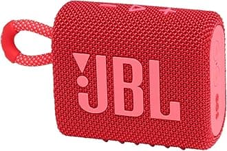 JBL Go 3: Portable Speaker with Bluetooth, Built-in Battery, Waterproof and Dustproof Feature - Red (JBLGO3REDAM)