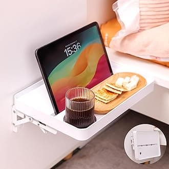 KIWIFOTOS 12.9" Floating Bedside Shelf for Bed Foldable Wall Mounted Shelf Adhesive Tablet Phone Storage Organiser for Bedroom Nursery Dorm Living Room