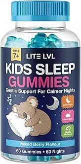 Lite Lvl Natural Sleep Support Gummies For Kids - Formula Restful Nights, Children'S Promoting Melatonin Production, Promotes Healthy Patterns, 60 Count