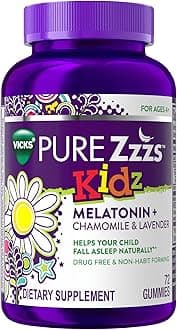 PURE Zzzs Kidz, Kids Melatonin Gummy, Sleep Aid, Low Amount of Melatonin for Kids, with Chamomile and Lavender, Melatonin 1 mg, Melatonin Gummies Kids, Berry Flavored, 72 Sleep Gummies