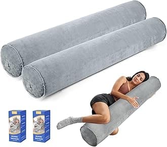 Luxtude Inflatable Body Pillow for Adults Kids, Travel Body Pillows for Side Sleeper, 47Inch Long Round Bolster Pillows for Bed, Round Cervical Cylinder Pillow for Hugging Sleeping, Back etc.