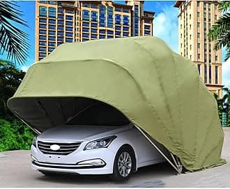 Heavy Duty Carport, Semi-Automatic Foldable Car Shelter Portable Garage, Retractable Car Awning With Metal Frame For Car, Truck, Boat, Car Canopy With All-Season Tarp(Green,18x8.2x7.5ft)
