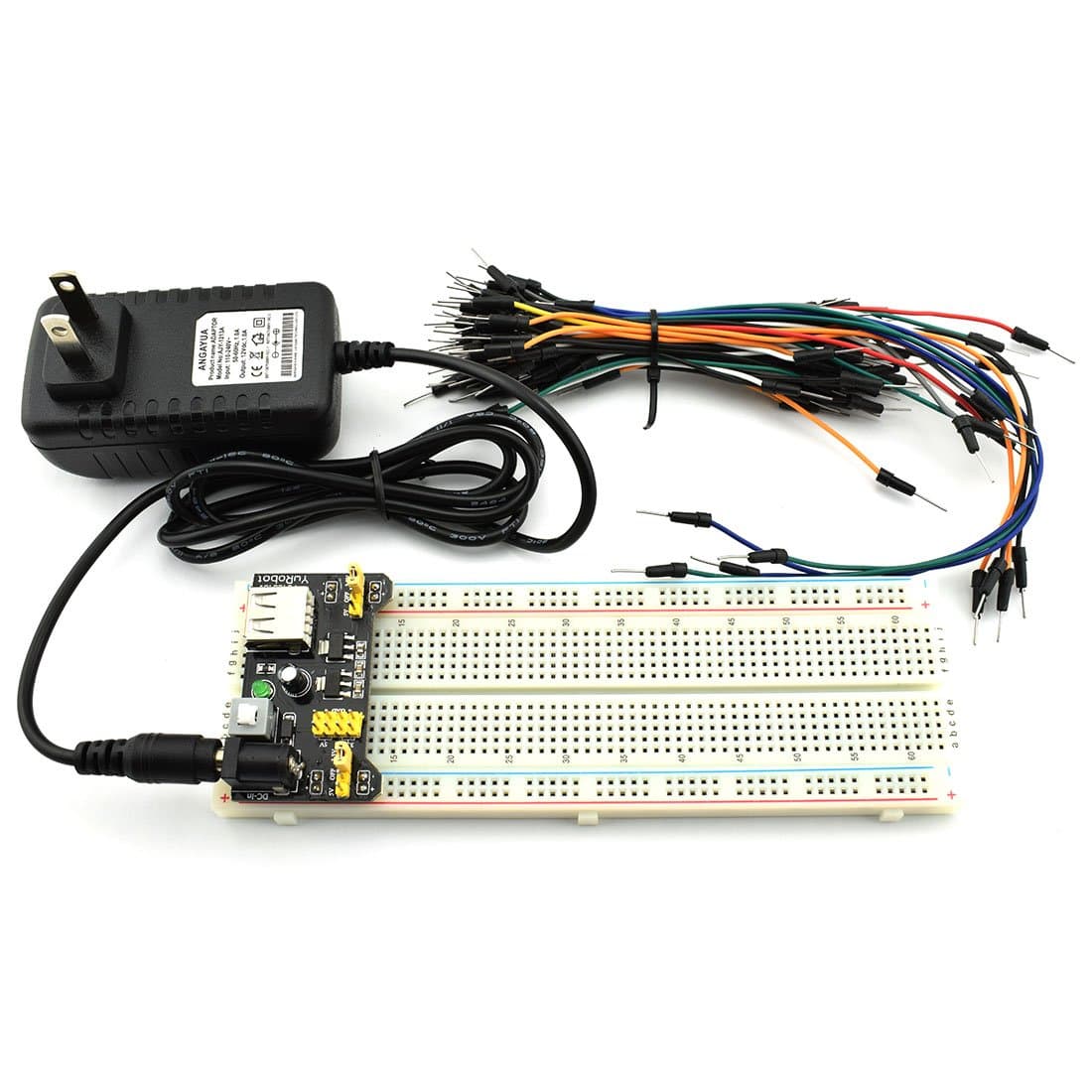 HJ GardenElectronic Component Power Supply Module Assorted Kit for Arduino, Raspberry Pi, STM32, UNO, MEGA2560 830P Breadboard + Power Module + Jumper + 12V 1A Adaptor