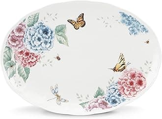 LenoxButterfly Meadow Hydrangea Large Oval Platter, White -