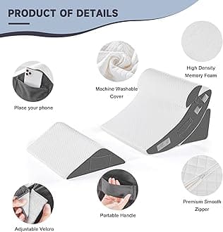 Yojoker 4PCS Orthopedic Bed Wedge Pillow Set for Sleeping, Post Surgery Foam Pillow for Body, Back and Leg Pain Relief, Triangle Adjustable Support Pillow - Acid Reflux Sleeping Pillows