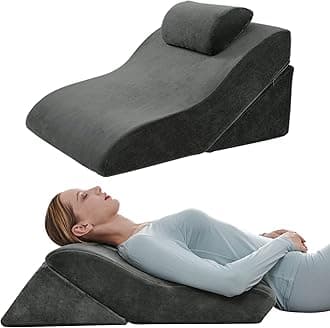 Axelrod Bed Wedge Pillow Set Foam | Adjustable Pillows for Back, Leg and Knee Pain Relief | Post Surgery Ortho Pillow – Anti Snoring, Heartburn, Acid Reflux & GERD- Dark Grey