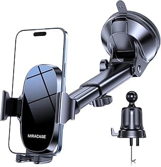 Miracase 3-in-1 Cell Phone Holders for Your Car, Universal Car Phone Holder Mount for Dashboard Air Vent Windshield Compatible with iPhone16 15 14 13 12 13 Pro Max Xs XR X, Galaxy Black